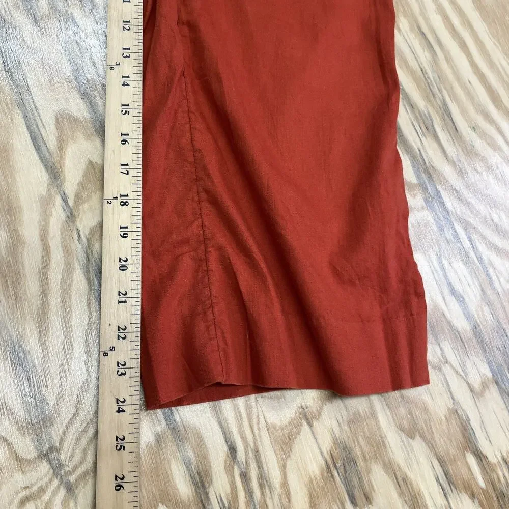 Banana Republic Rowan Wide Leg Crop Pants Linen Blend Womens 2 Boho Preppy